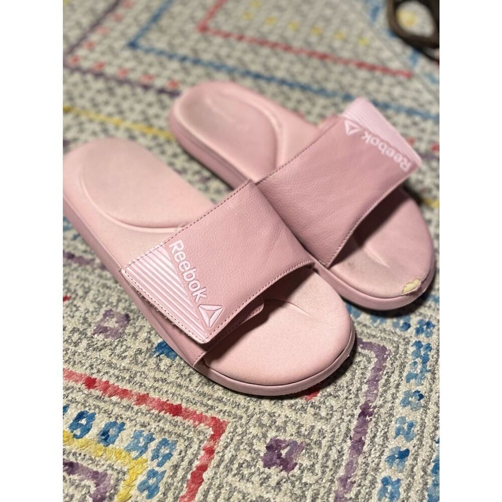 Reebok Women’s Blush Pink Slide Sandals with Squishy Padded Insole (Size: 9)